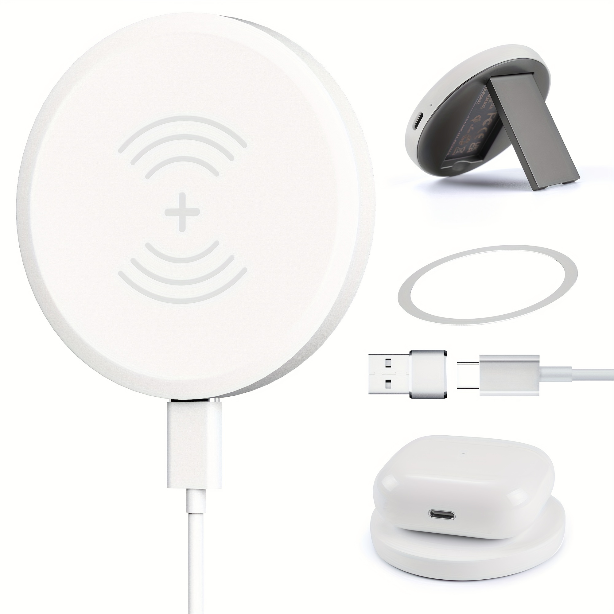 15W Mini Round Wireless Charger for Apple Airpods & Other Phones