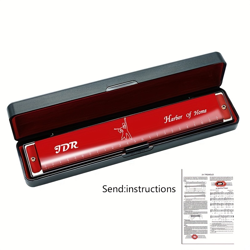 C Tune 24 Hole Harmonica for Beginners - Double Reed Instrument for Adults & Chi