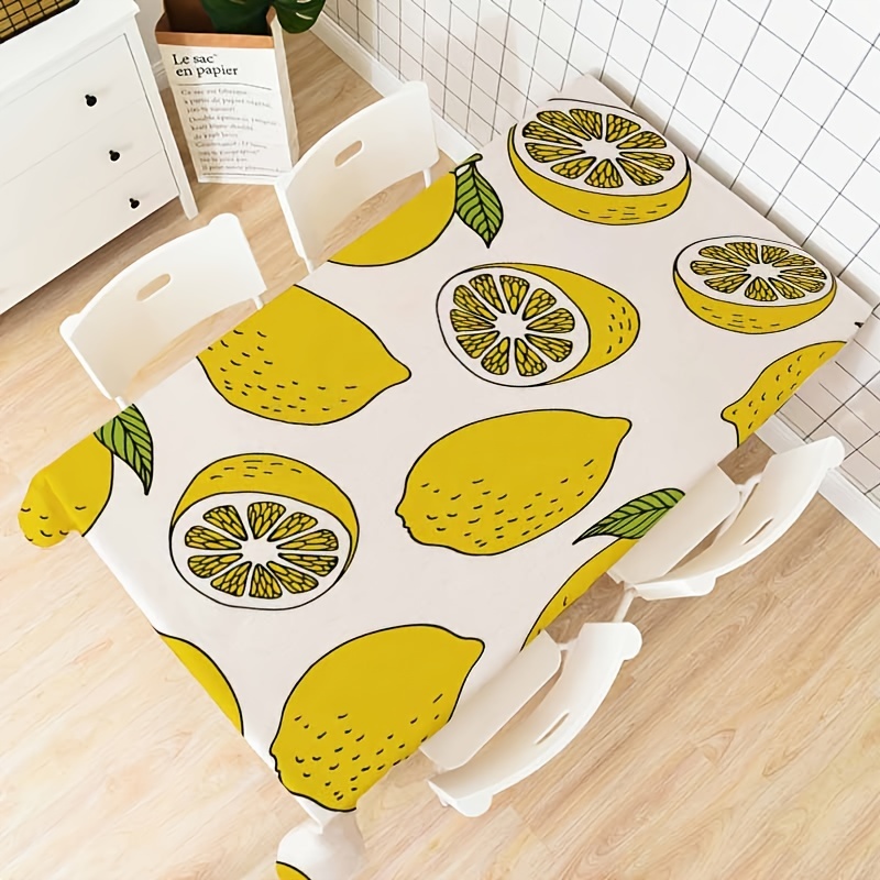 1pc Lemon Pattern Kitchen Mat, Country Style Polyester Rectangle