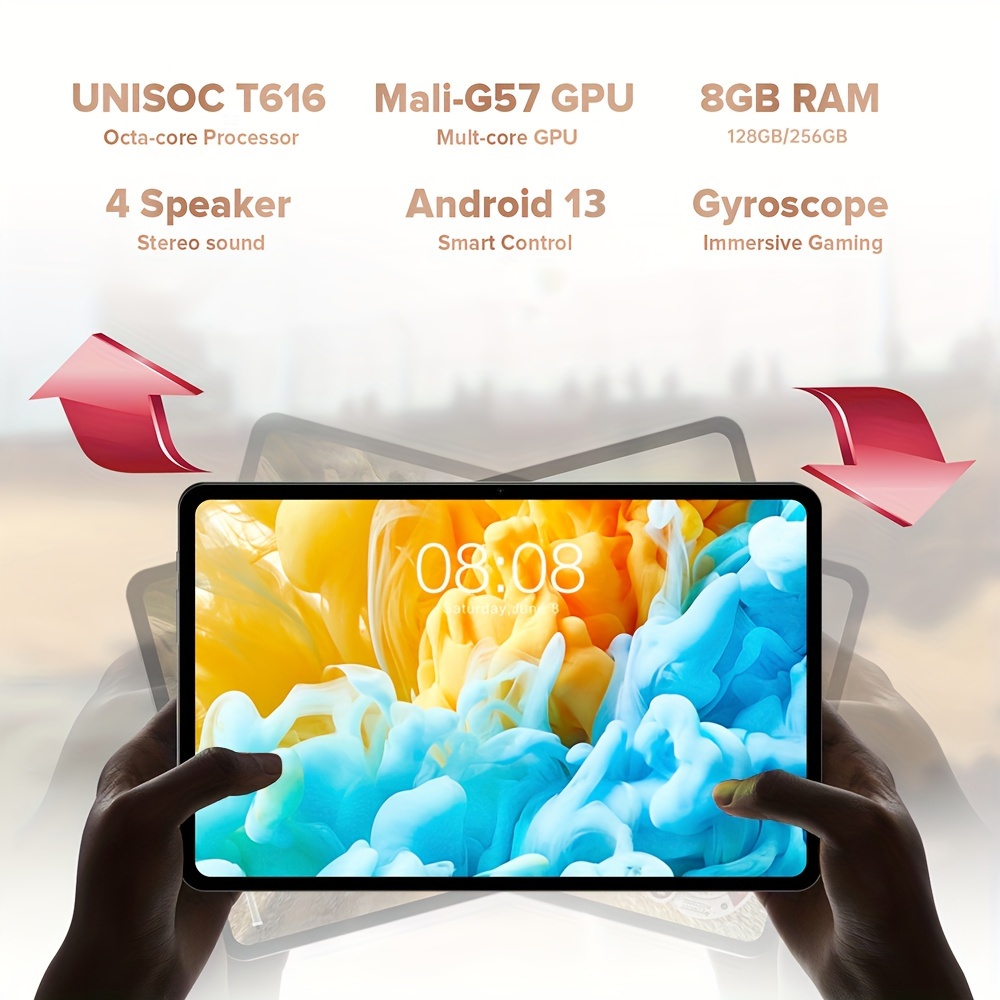 Tablette Tactile 10 Pouces avec Android 13, 12 Go RAM + 128 Go ROM (TF  1TB), 5G WiFi, 8 cœurs 2.0 Ghz, Batterie 6000mAh, 5MP+8MP, Bluetooth 5.0