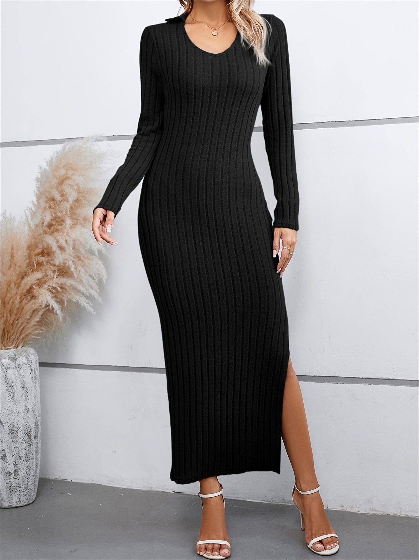 white dress long sleeve nearby White Long-sleeved dress with Sharp shoulder cut XL / 10 / White