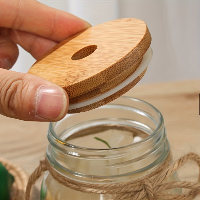 Bamboo Jar Lids With Straw Hole, Lids Of Candy Jays, Reusable