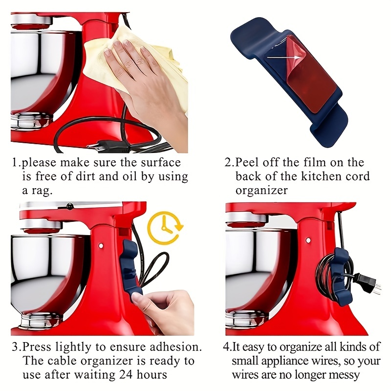Cord Organizer for Kitchen Appliances - Upgraded Adhesive Cord Winder  Wrapper Holder Cable Organizer for Small Appliances, Coffee Makers, Mixer