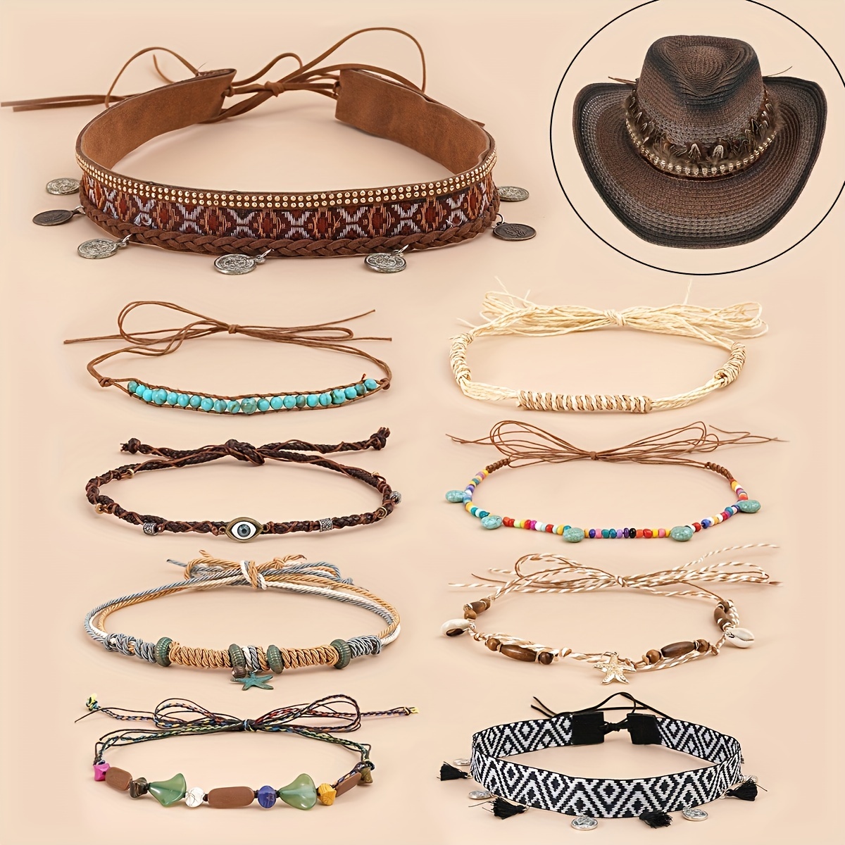 Hat Belt Band Boho Handmade Diy Lanyard Accessories Colorful - Temu Canada