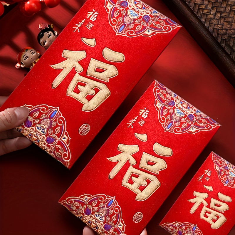 6 pièces/sac enveloppes rouges chinoises givrées de haute - Temu