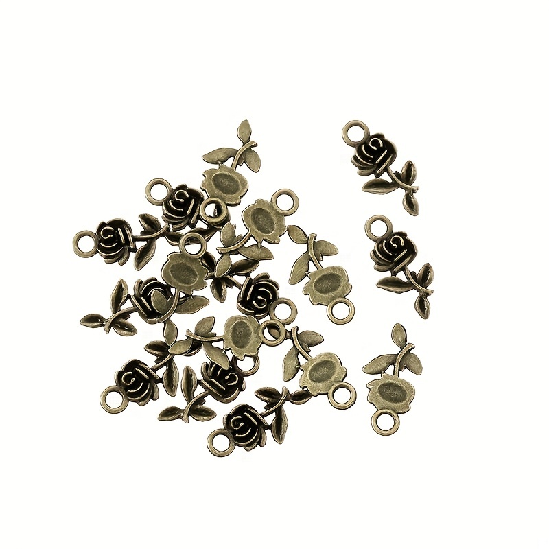 20pcs Enamel Flowers Charms Cute Rose Charms Pendants For Necklace Bracelet  DIY Jewelry Making Accessories