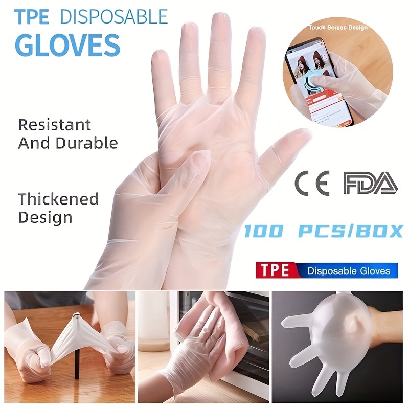 100pcs HANDY Disposable Plastic Gloves Transparent Food Handling Hygienic  Catering