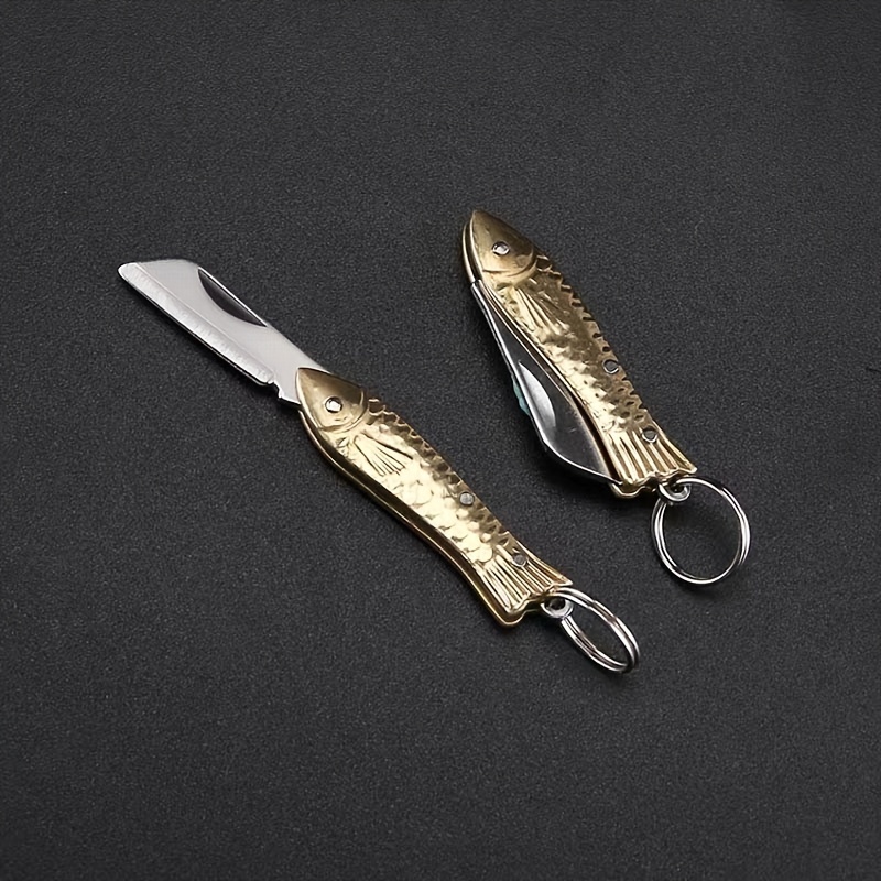 Mini Stainless Steel Pocket Knife Portable Wooden Fish Knife - Temu