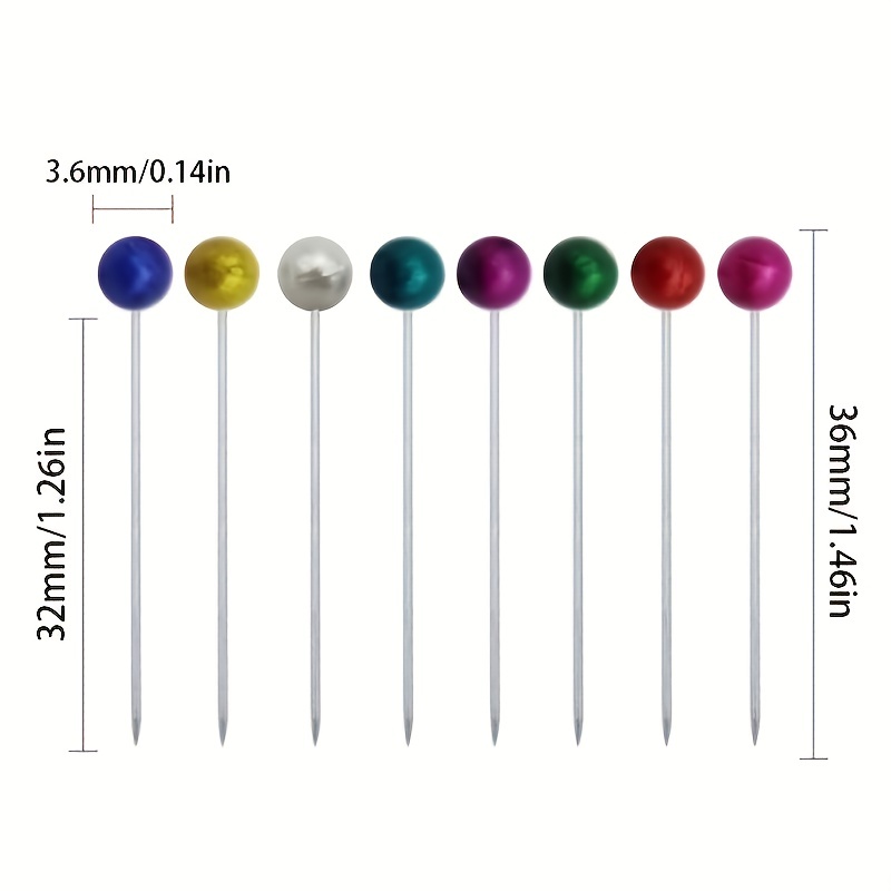 100pcs, Sewing Pins Straight Pin For Fabric, Pearlized Ball Head Quilting  Pins Long 1.5inch, Multicolor Corsage Stick Pins For Dressmaker, Jewelry DIY