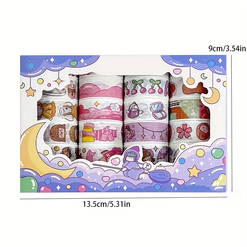  ELEOPTION Coloridas cintas adhesivas decorativas Washi anchas a  granel con patrones de dibujos animados de artistas, ventanas para el hogar  y la oficina, envoltura de regalo, bricolaje para niños (juego de