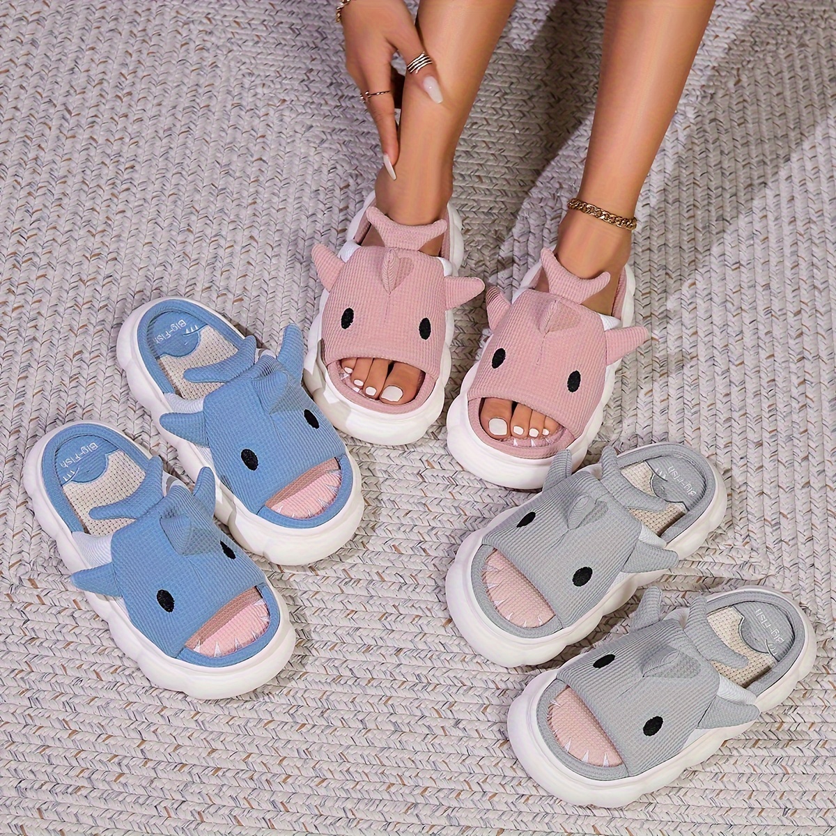 Cute Cartoon Cloud Plush Slippers Closed Toe Slip Fuzzy - Temu