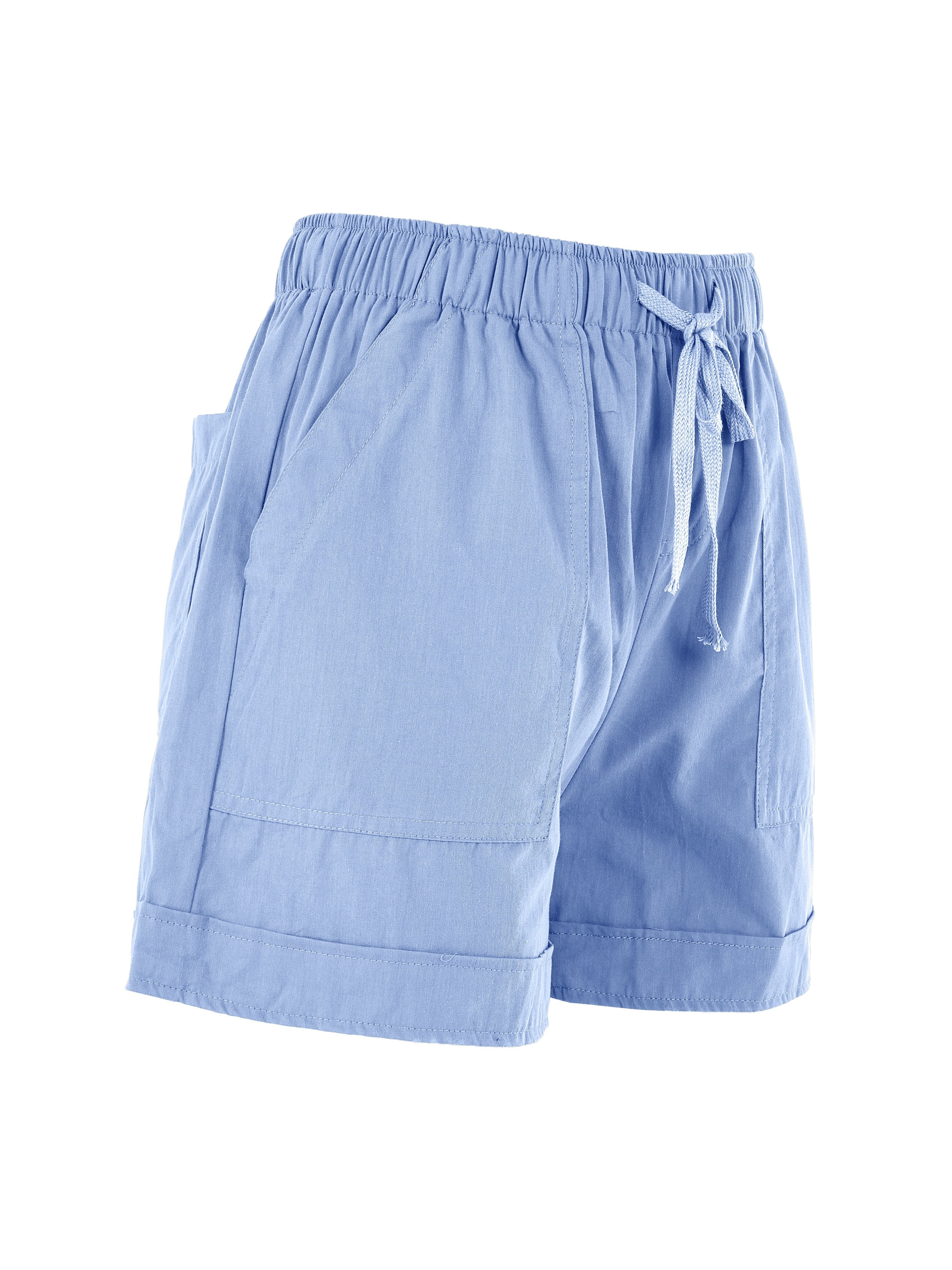 Linen Shorts for Women WHISTLER in Teal Blue / Elastic Waist