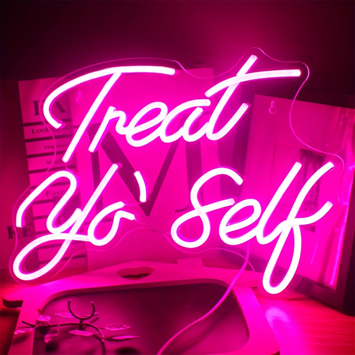 1pc Treat Yourself Pink Neon Light, Neon Light Sign