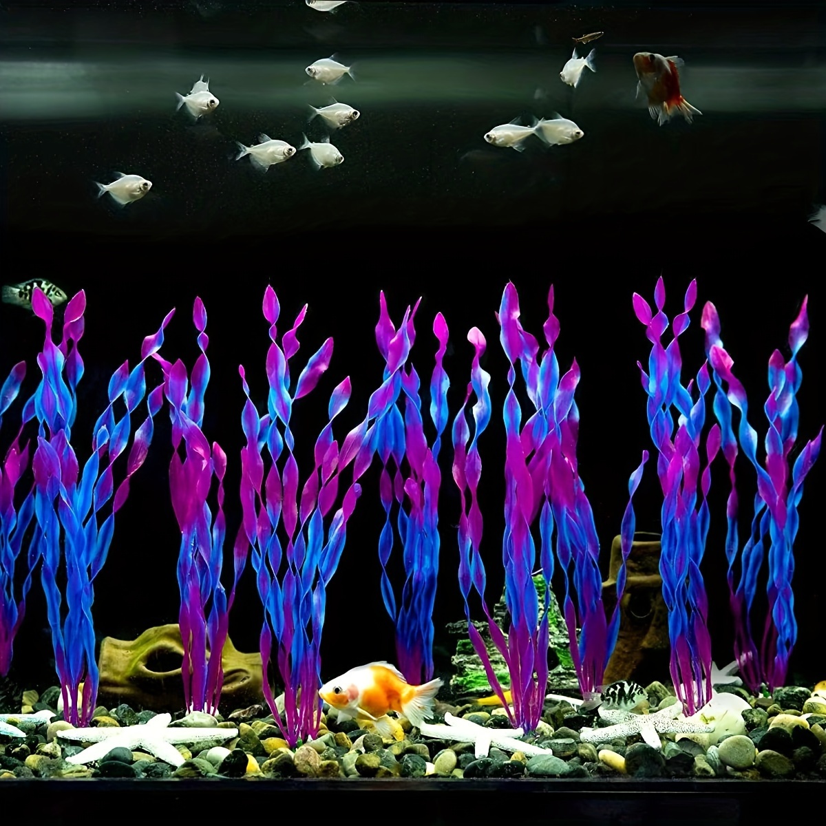 Artificial Seaweed Water Plants for Aquarium, Plastic Plant Decoration 12  H 