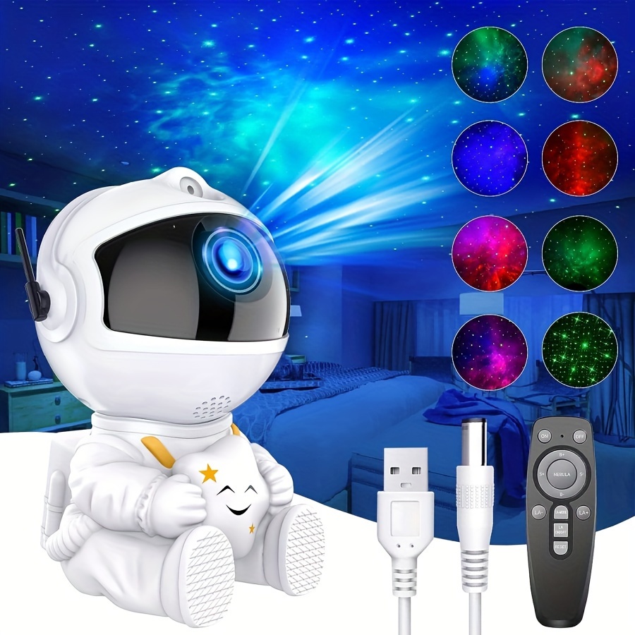 Proyector de estrellas con luz nocturna de galaxia, lámpara LED estrellada  de astronauta con temporizador y control remoto para decoración de