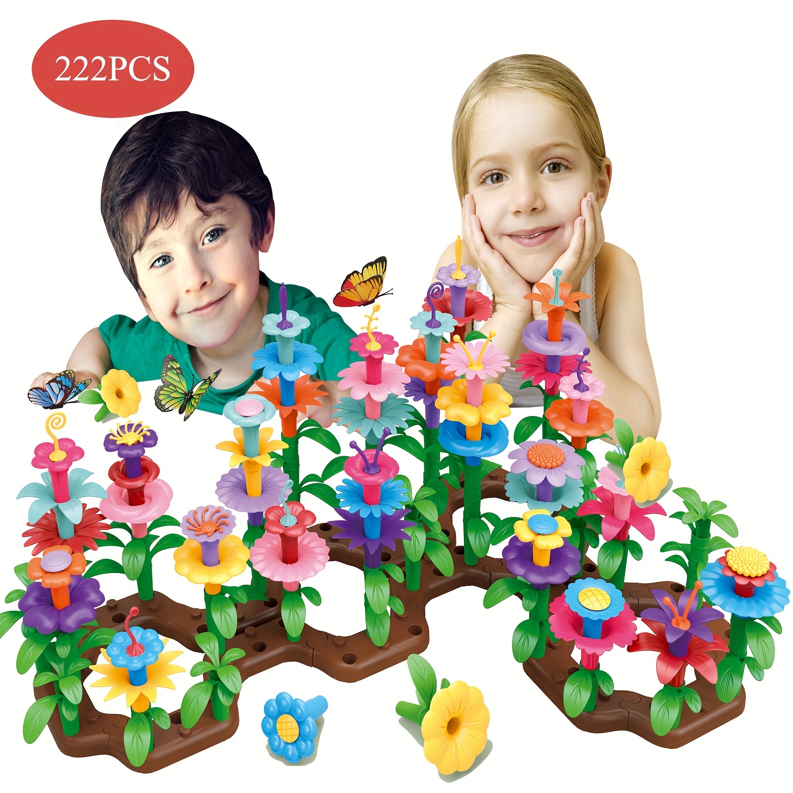 222pcs Serie de juguetes creativos de arreglos florales y jardín siempre  cambiante para niños y niñas, juguetes de rompecabezas DIY para cumpleaños,  N