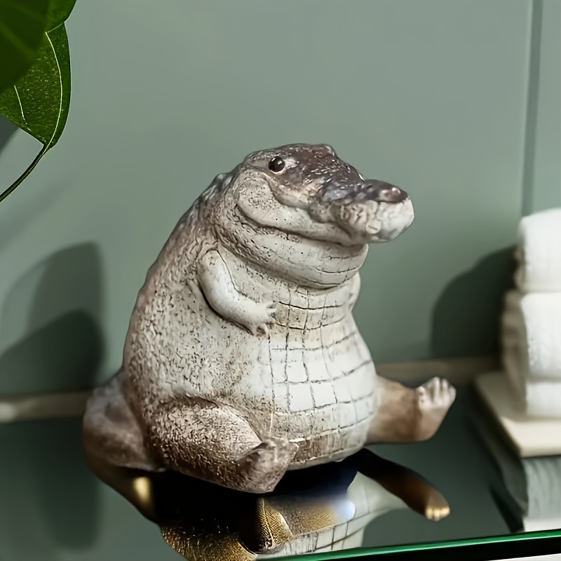 Statue d'animal de compagnie de thé de crocodile de cuivre pur