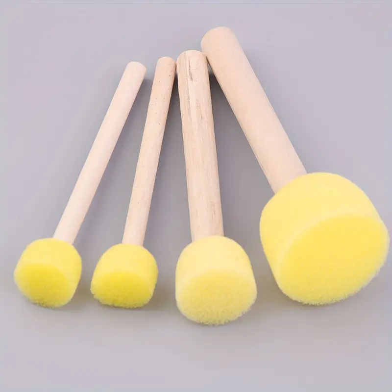 Yellow Round Sponges Brush Set, Multi Sizes Paint Tools For Diy Acrylic  Watercolor Varnishes Art Craft Painting - Temu