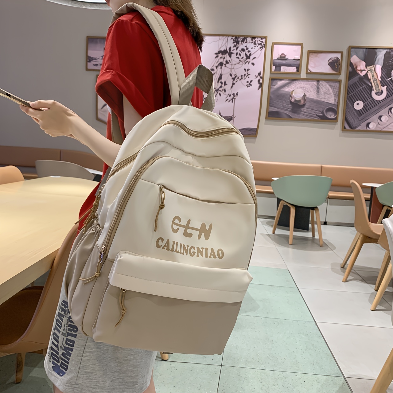 Simple Color Contrast Large Capacity Preppy Backpack, Nylon Lightweight  School Campus Daypack, Fashion Travel Commuter Bag - Temu Bahrain