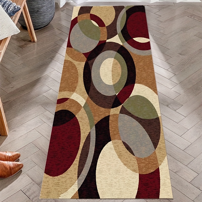 Geometric Runner Rug, Non-slip Non-shedding Vintage Runner For