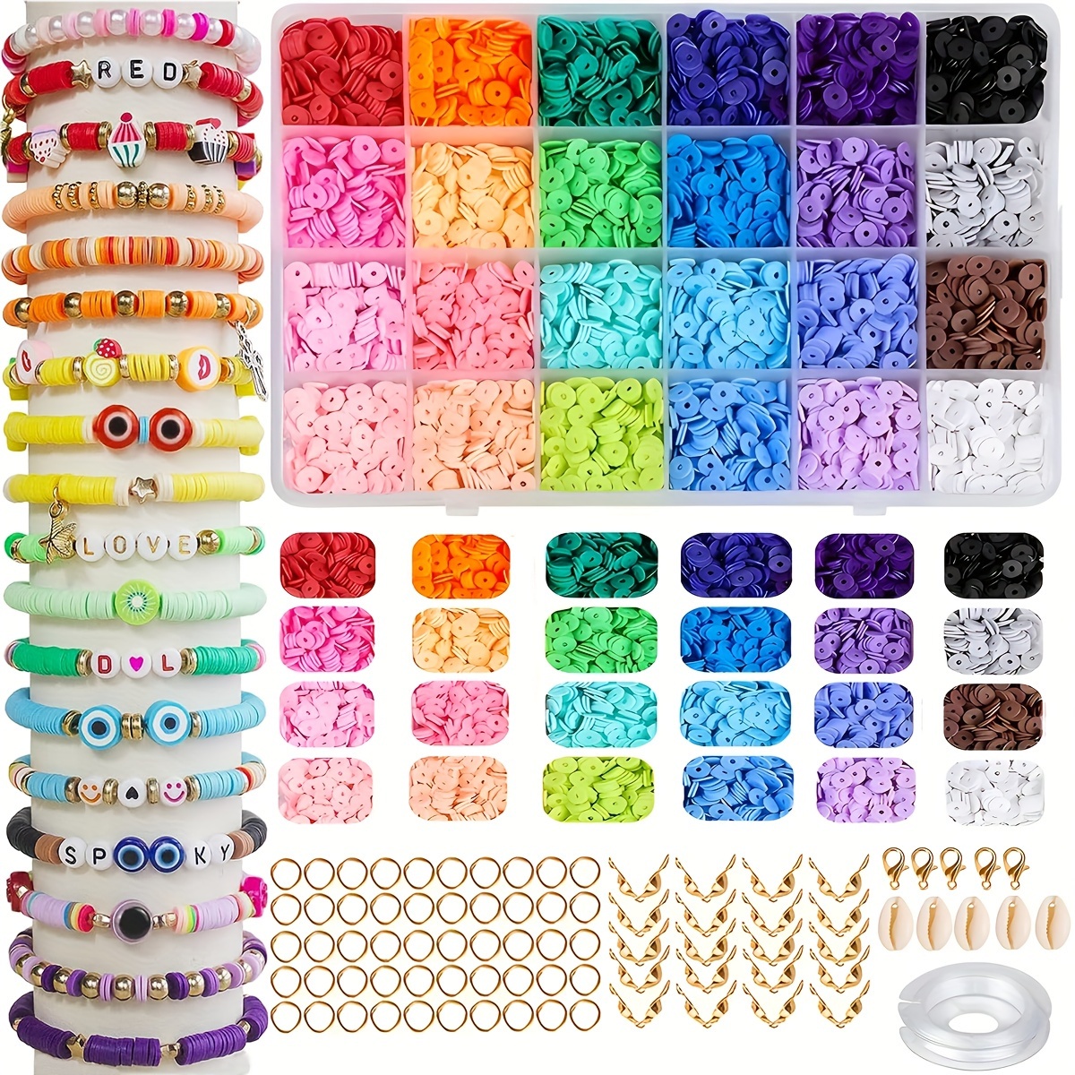 

3600pcs 24 Colors Polymer Clay Beads Set For Bracelet Necklace Jewelry Making Supplies Gift To Beginners