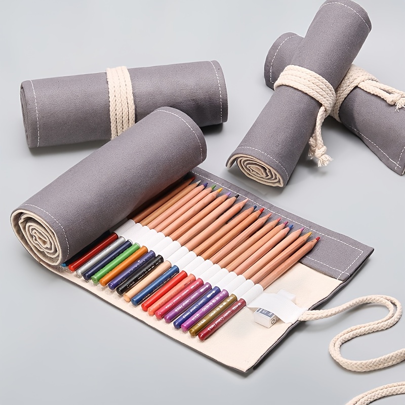 Canvas Pencil Roll Wrap Multiuse Roll Up Pencil Large Capacity Pen Curtain  Pen Holder Bag Pen Pouch, 36/48/72 Holes - AliExpress