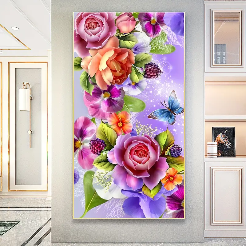 5D DIY Large Diamond Painting Kits 15.7x27.5in/40x70cm Flower Series Round  Full Diamond Diamond Art Kits Picture By Number Kits For Home Wall Decor