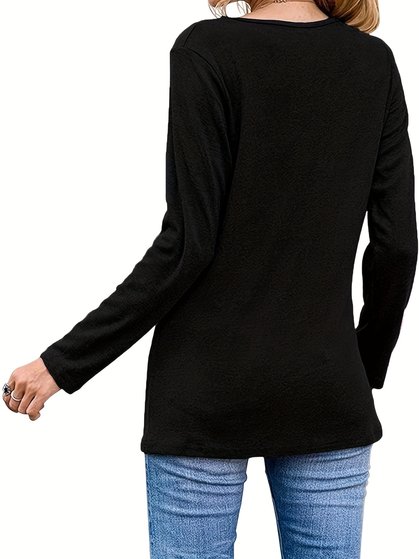 CYMMPU Casual Asymmetrical Hem Shirts for Women Solid Color Fall Batwing  Sleeve Crewneck T-Tops Slouchy Blouses Tee Tops Black