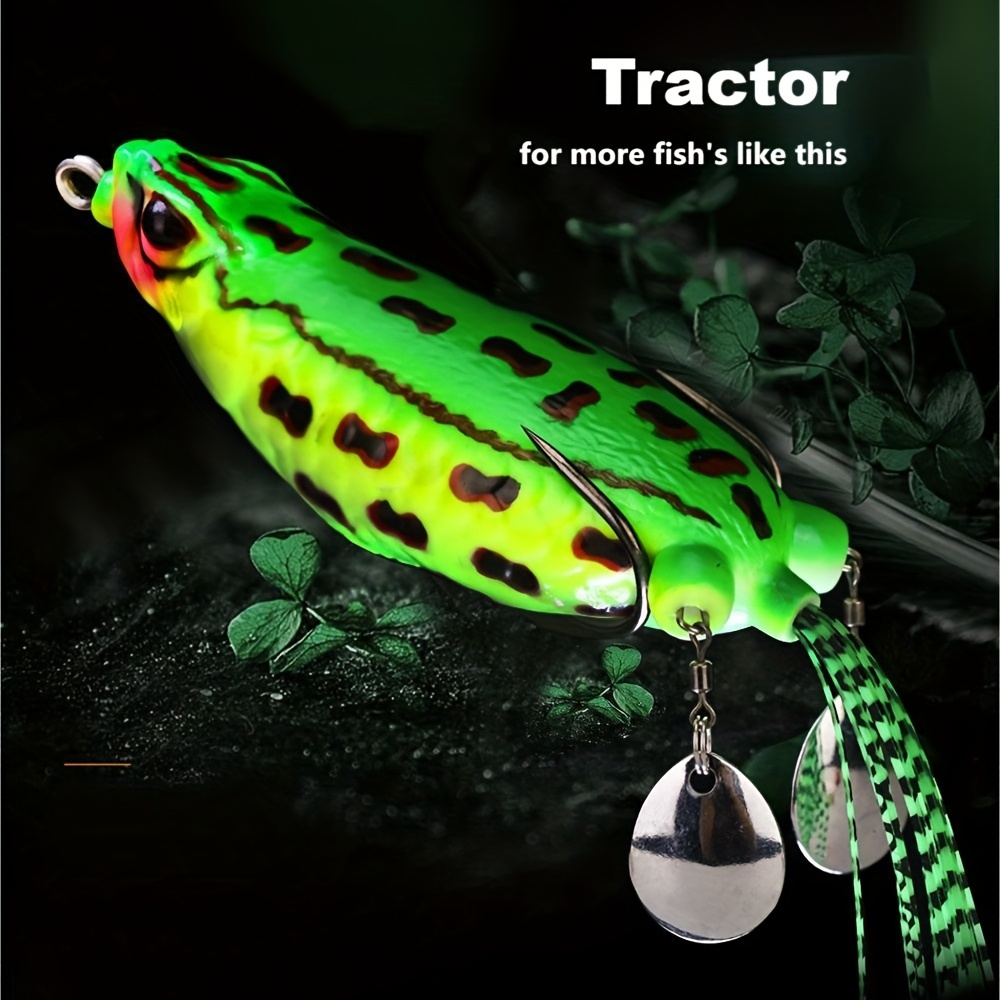 1pc 9cm/3.5in Double Sequin Artificial Simulation Frog Lure, 25g/0.88oz  Bionic Popper Spinner Soft Bait With Double Hook, Fishing Accessories