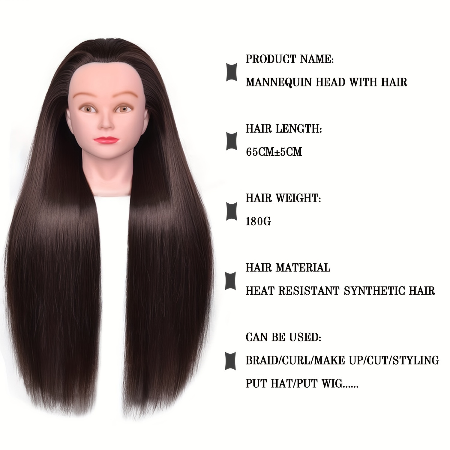 65cm Mannequin Head Hair Styling Training Head Manikin Cosmetology