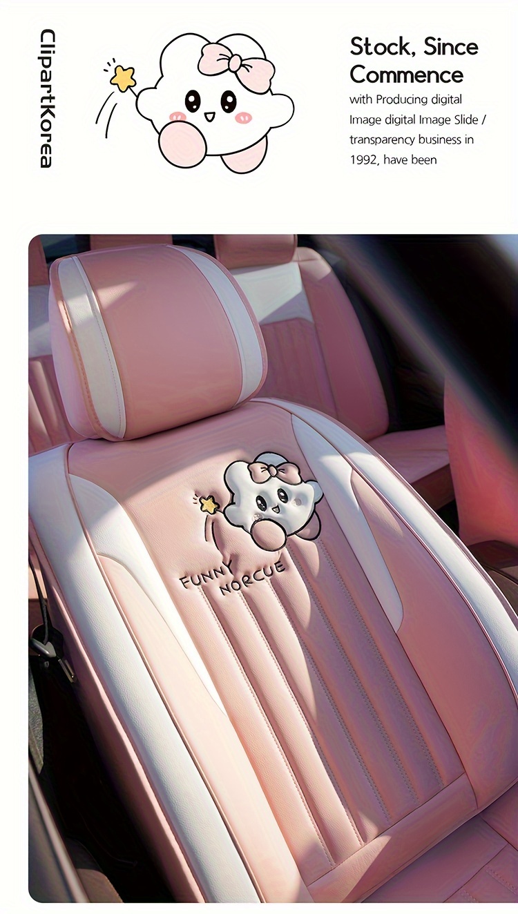 car seat cushion four seasons universal seat cover fully encircling seat cushion faux leather new cartoon goddess special breathable seat cover details 9
