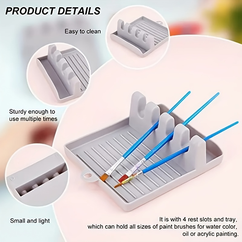 Painting Brush Rest Holder With 4 Slots Plastic Watercolor - Temu