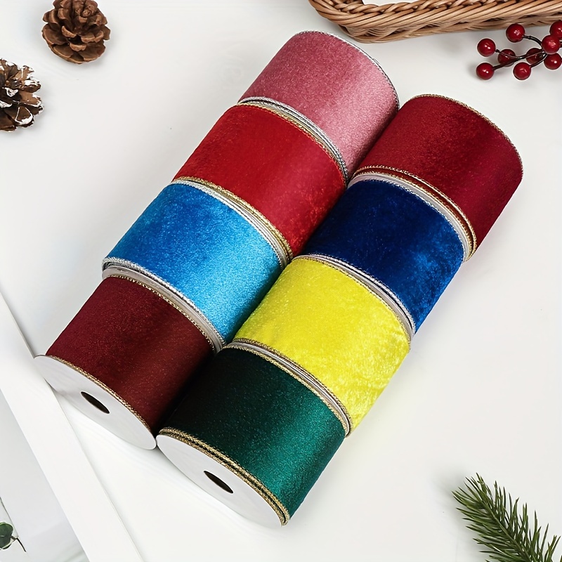 Burlap Wired Edge Ribbons,Satin Ribbon Wide Fabric Craft Ribbon,2.5 Inches  x 10 Yards Christmas Wrapping Ribbon for Home Decor,Fall Floral Bows
