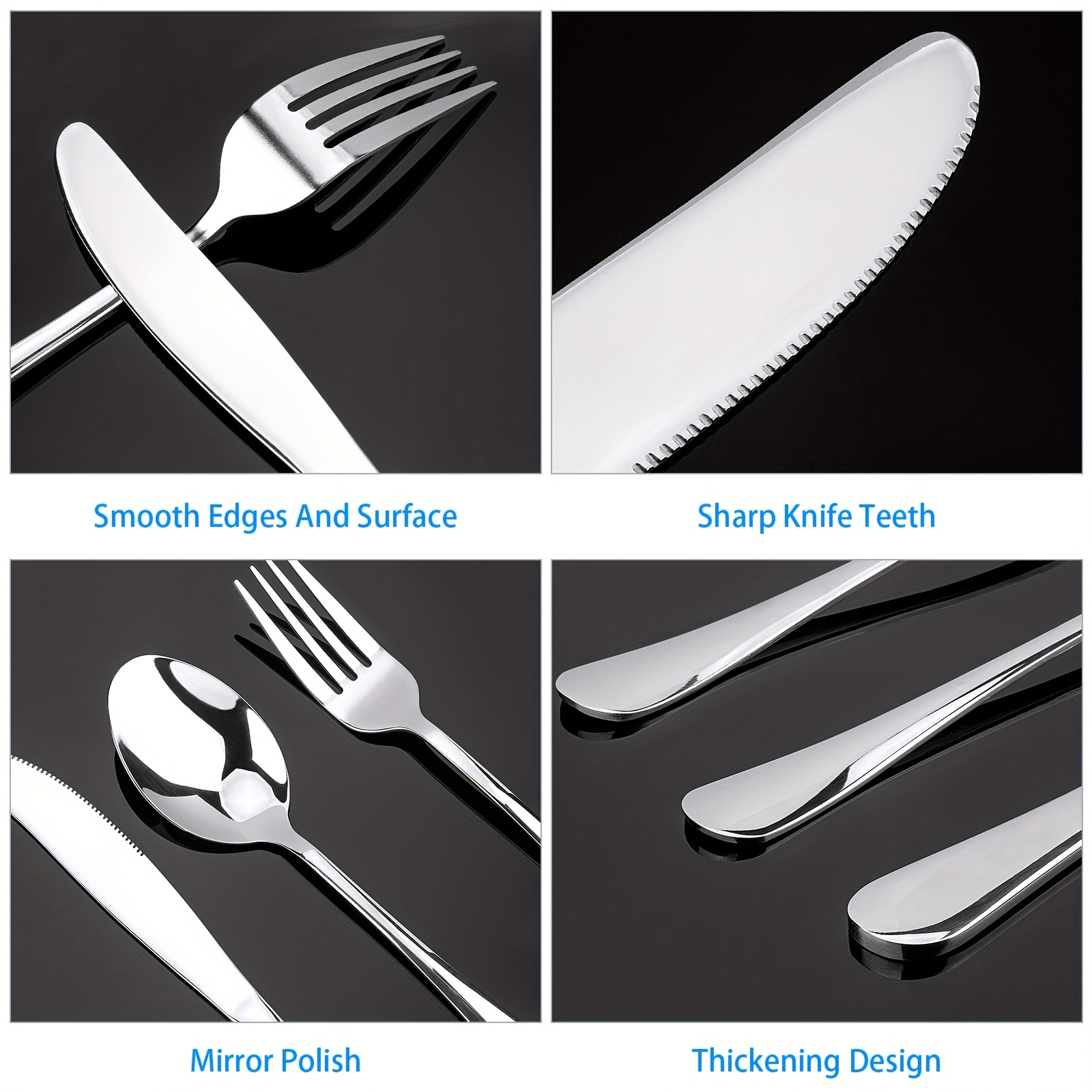 Stainless Steel Silverware Set, Handle Dinner Knife Fork Spoon