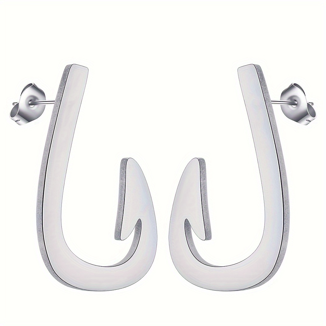 Trendy Fish Hook Stud Earrings For Men Gifts For - Temu