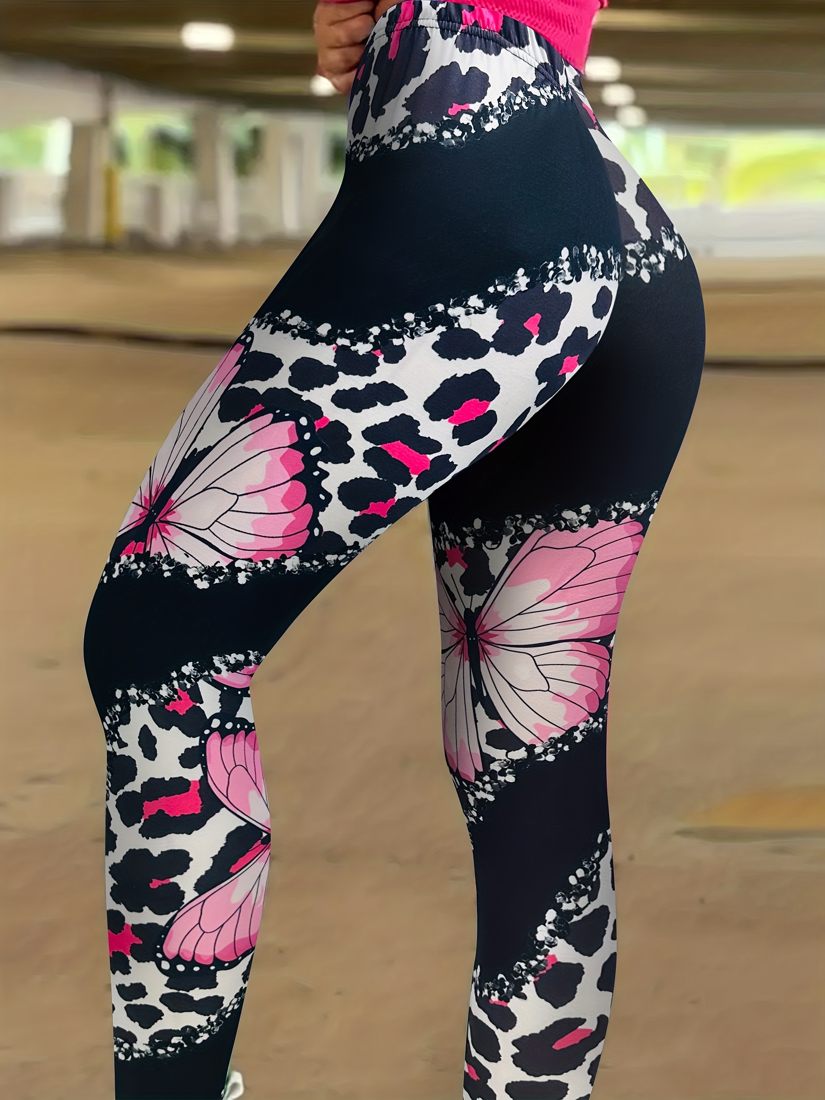 Mariposa Impresión Impresión Leggings Skinny Leggings - Temu
