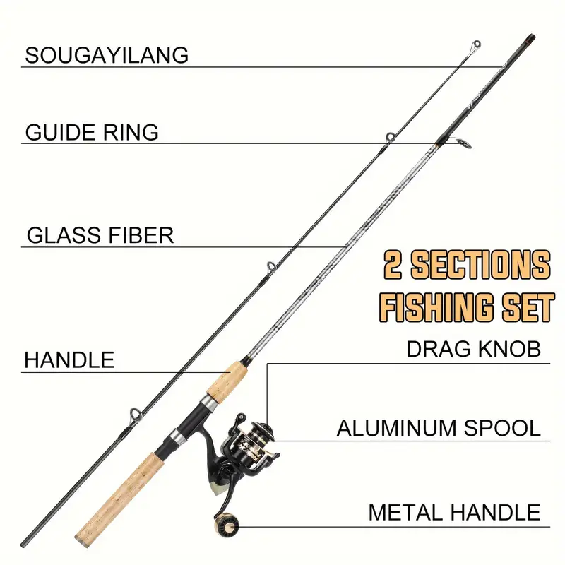 Sougayilang Fishing Rod Reel Combo Glass Fiber Fishing Pole - Temu
