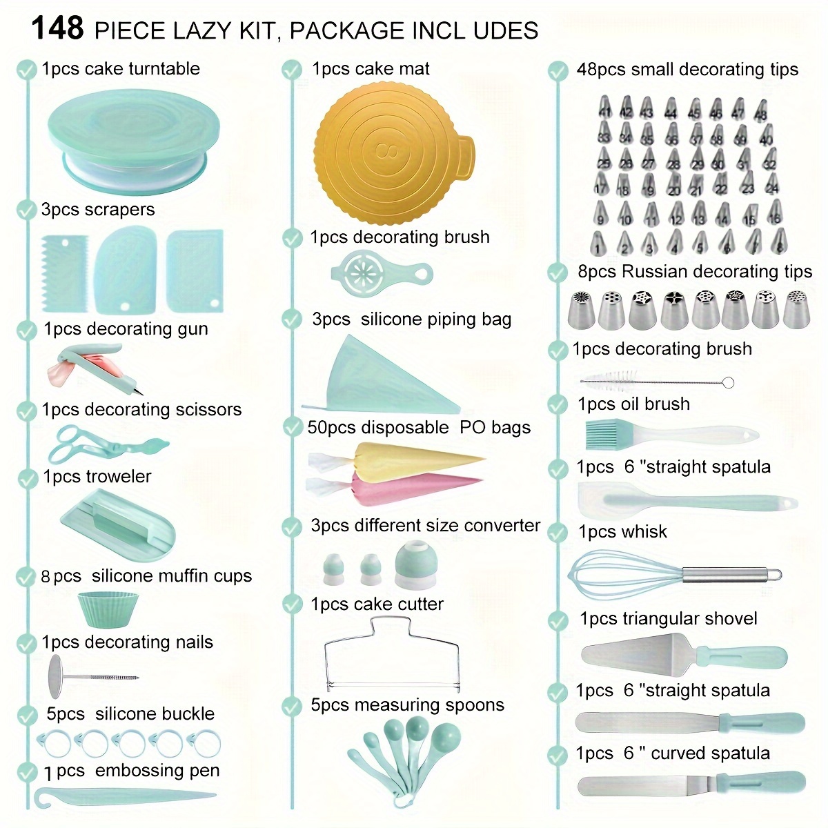 137pz Kit Attrezzi Decorare Torte Principianti Strumenti - Temu Italy