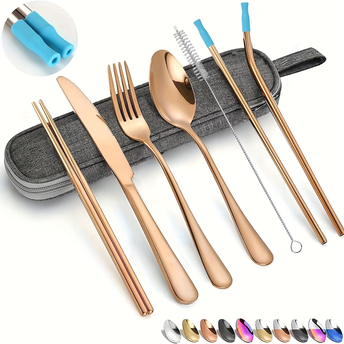Stainless Steel Travel Cutlery Utensils Set With Case, Reusable Portable  Silverware Set For Lunch Box Workplace Camping School Picnic - Temu