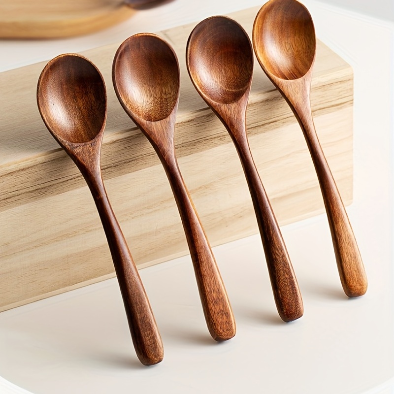 1 5pcs Soup Spoon Wooden Coffee Spoon Simple Milk Spoon - Temu