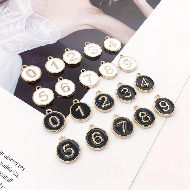 Number Charms Diy Pendants Enamel 0 9 Number Charms For - Temu