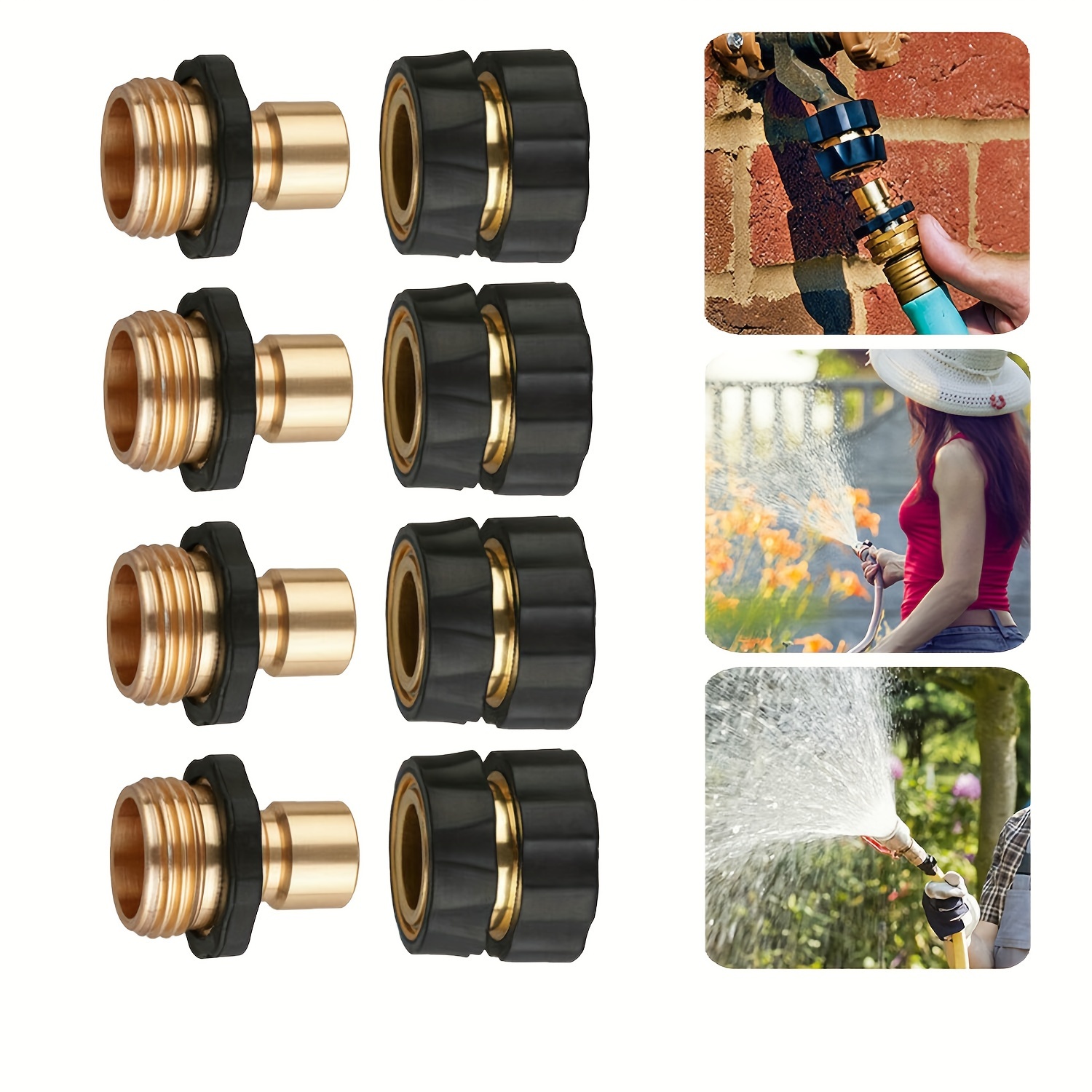 2 Sets/4 Sets, Garden Hose Quick Connector, 3/4 GHT Thread Fitting Water  Pipe Quick Connect Set, No-Leak Rust Resistant Aluminum Male And Female Fitt