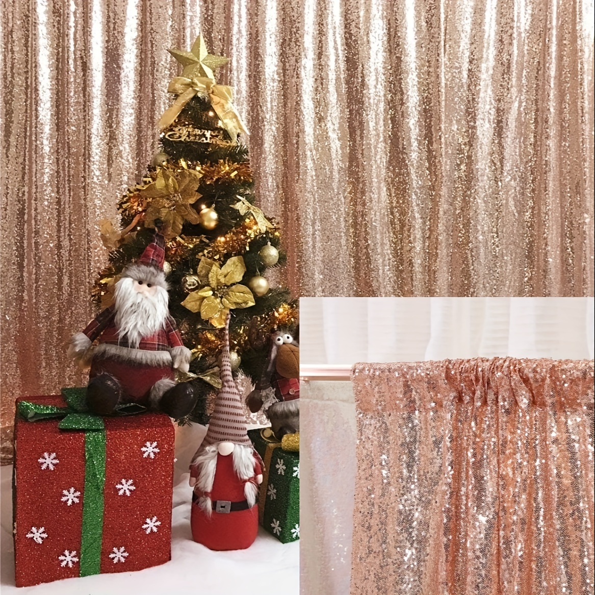 Rideau Paillettes 6 Pièces 1x2m - Décoration Fête Anniversaire, Noël, Mariage, Fond Photo, Guirlande Scintillante