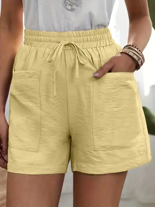 Casual Shorts for Women Drawstring Linen Shorts for Women High Waisted  Shorts for Summer Womens Elastic Waist Shorts Cotton Women's Khaki Shorts