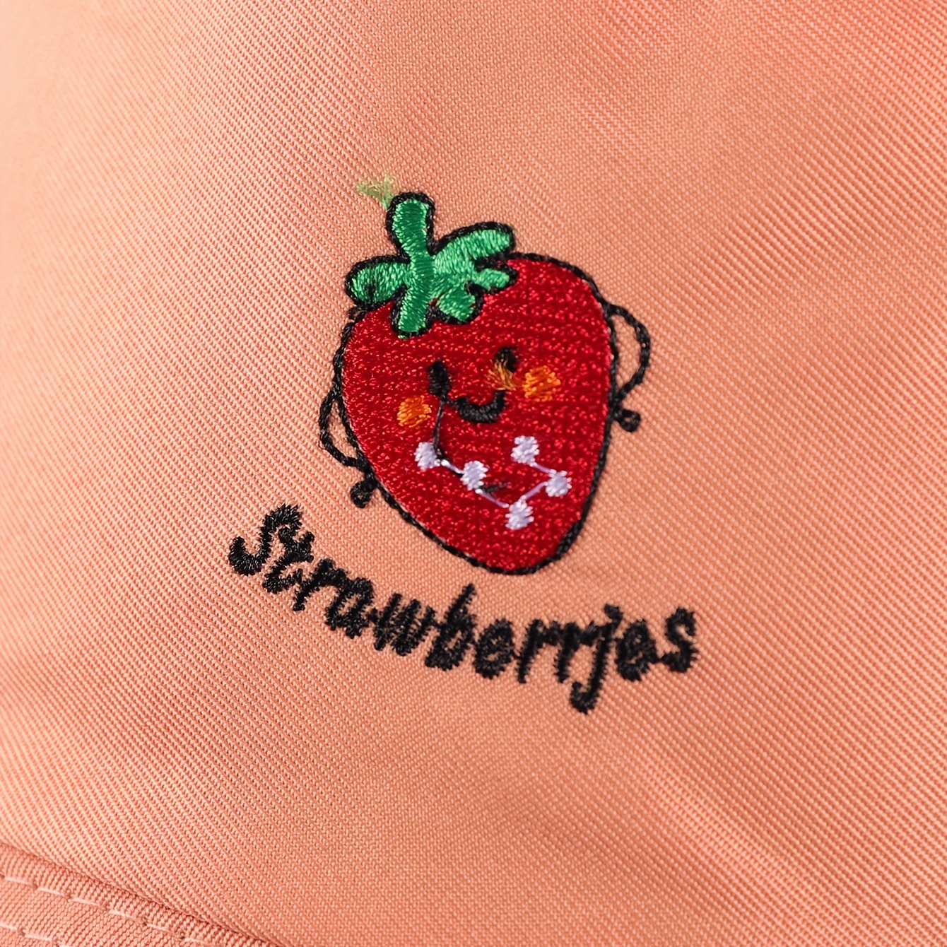Strawberry Embroidery Bucket Hat Reversible Solid Basin Hat Sunscreen Travel