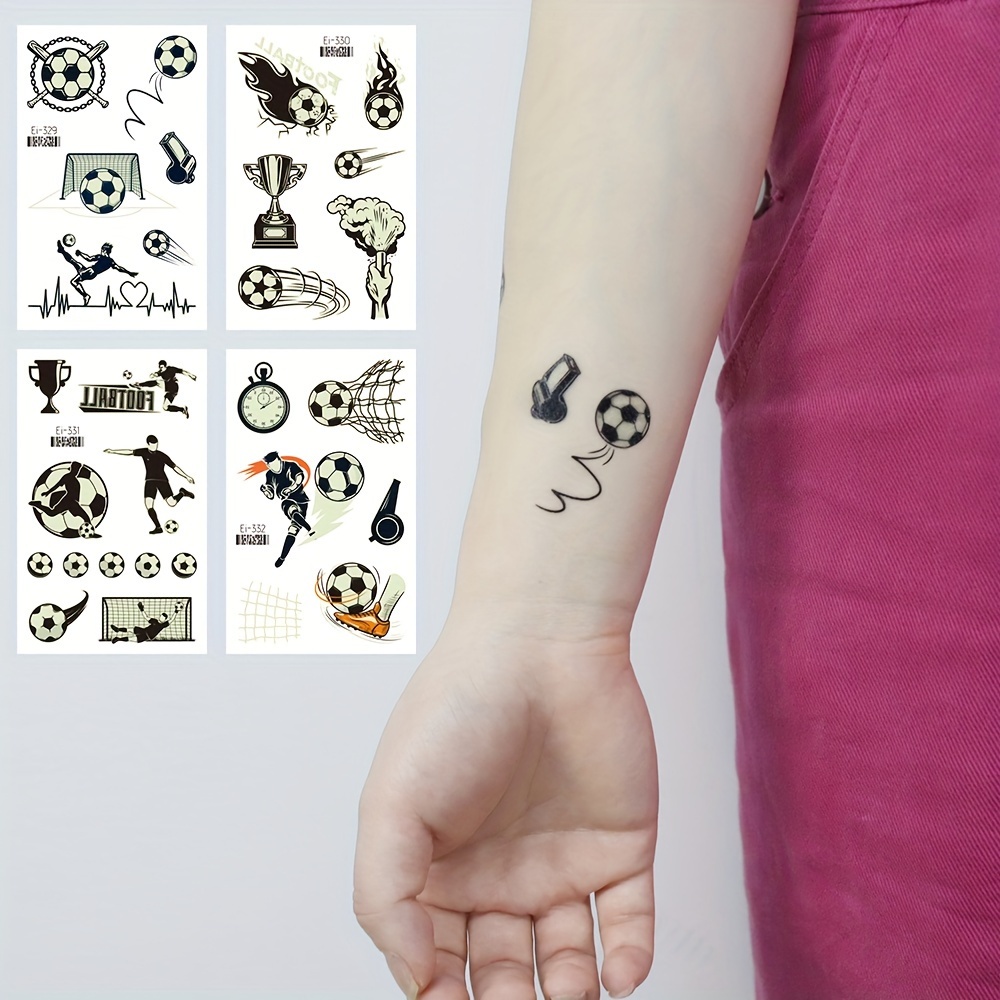 Tatuaje adhesivo de fútbol, 15 hojas, conjunto de pegatinas de tatuaje de  fútbol, tatuajes temporales Wmkox8yii shdjk4309