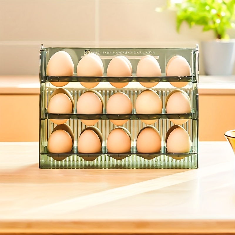 Striped Egg Storage Rack, 3-tier Reversible Egg Holder For Refrigerator  Side Door, Egg Storage Fridge Organizer, Fresh-keeping Egg Container,  Vertical Egg Tray, Kitchen Accessories - Temu