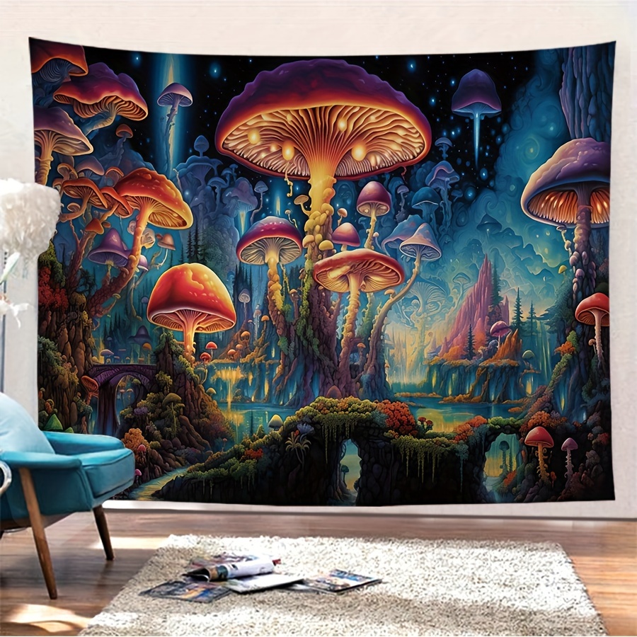 Fairy Forest Houses Self-adhesive Removable Mural, Decal, Nursery Decor,  Tapestry, Backdrop. Interior Design, Custom Size 