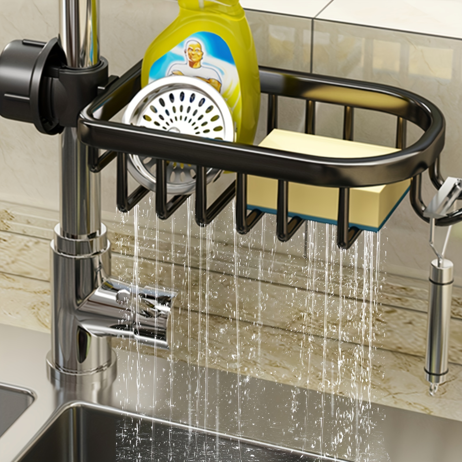 Kitchen Faucet Rack Sponge Drain Basket Toilet Storage