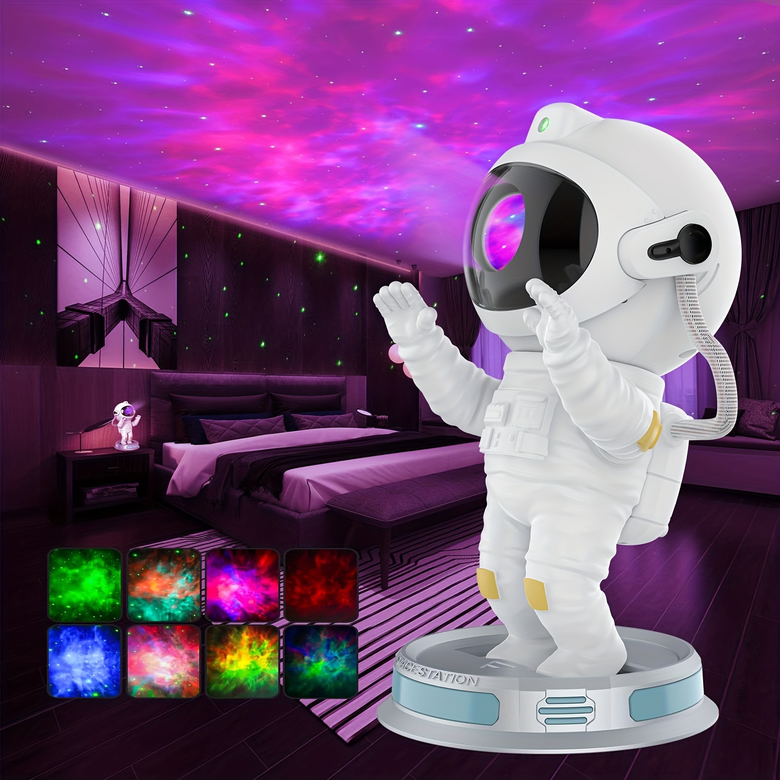 Proyector astronauta de galaxia, proyector de estrellas, control remoto,  luz nocturna con temporizador, para sala de juegos, cine en casa,  decoración